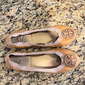 Tory Burch Nude Leather Flats